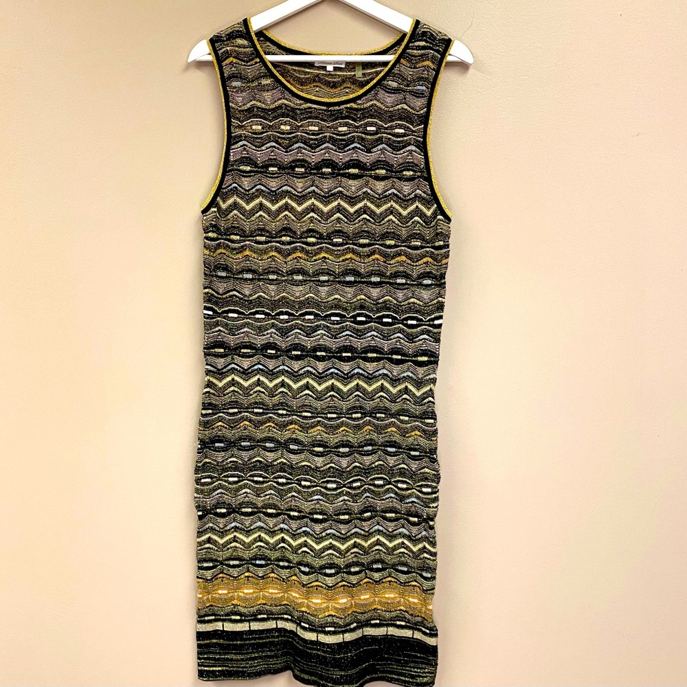 Minnie Rose Metallic Knit Bodycon Sleeveless Dress
